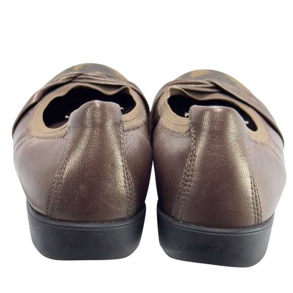 ARAVON Womens Brown Metallic Leather Flats Snake Print Toe Cap Cushioned Size 8M - Picture 4 of 11